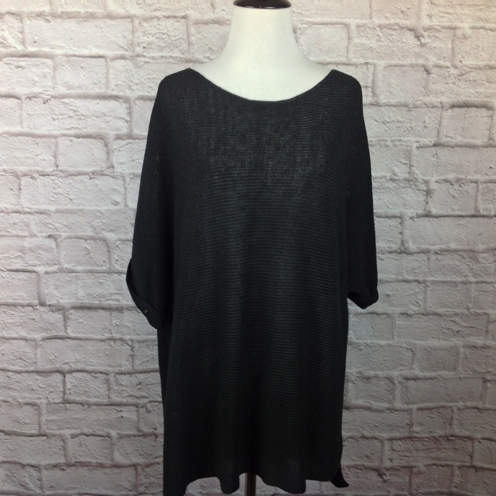 J Jill Top Women Large Tunic Knit Blouse Black